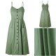 Sexy Vintage Bohemian Tunic Beach Dress Sundress Summer Pocket Army Green Women Dress - S